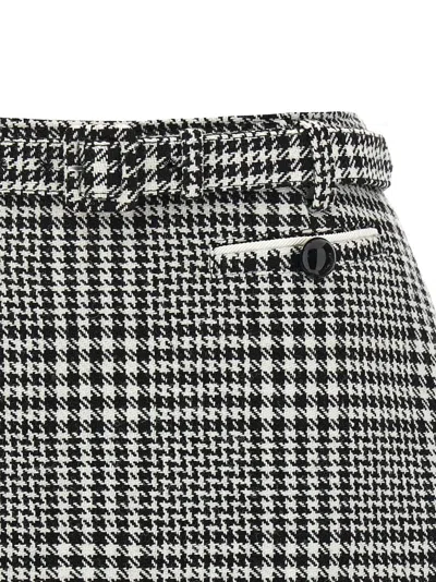 Self-portrait Houndstooth Wool Blend Mini Skirt In Gray