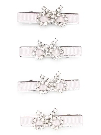 Self-portrait Bow Detail Hair Clips In Pink