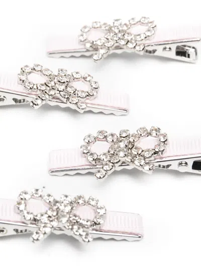 Self-portrait Bow Detail Hair Clips In Pink