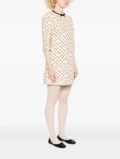 Valentino Cherry Print Crepe Couture Mini Dress In Multi