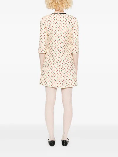Valentino Cherry Print Crepe Couture Mini Dress In Multi