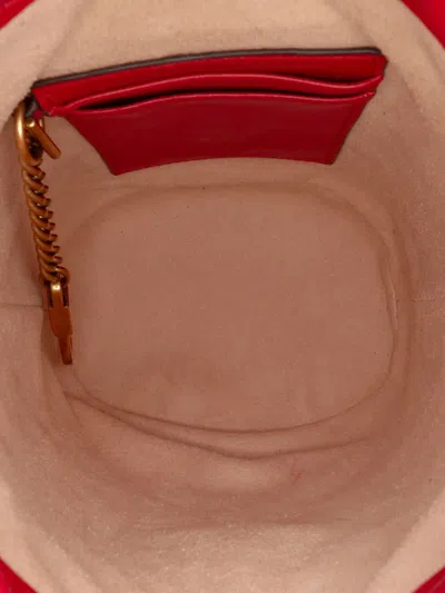 Pre-owned Gucci 2016-2024 Small Gg Marmont Matelasse Leather Bucket Bag In Red
