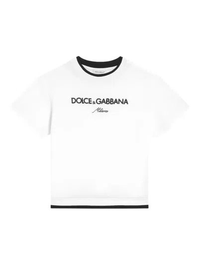 Dolce & Gabbana Jersey T-shirt With Dolce&gabbana Embroidery In White