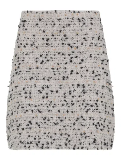 Fabiana Filippi Textured Wool And Alpaca Blend Skirt With Frayed Hem In Gray