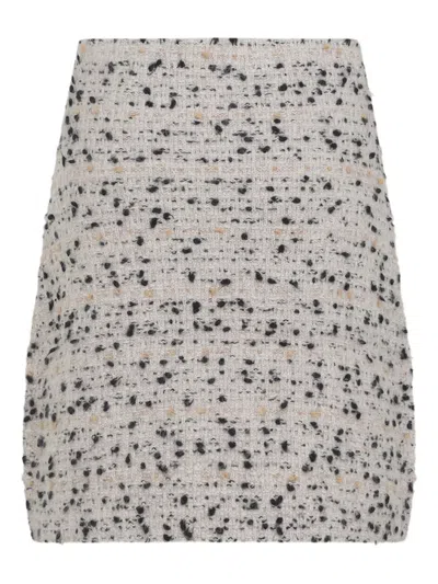 Fabiana Filippi Textured Wool And Alpaca Blend Skirt With Frayed Hem In Gray