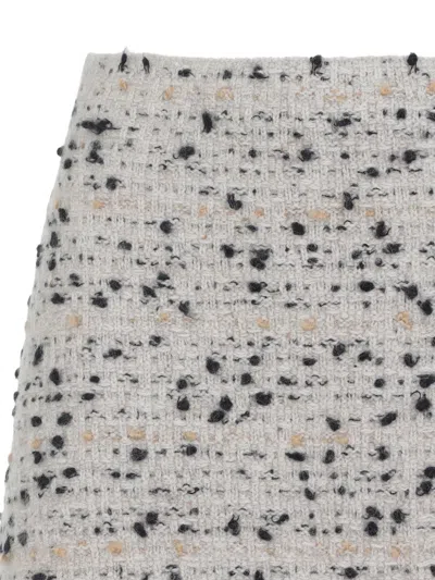 Fabiana Filippi Textured Wool And Alpaca Blend Skirt With Frayed Hem In Gray