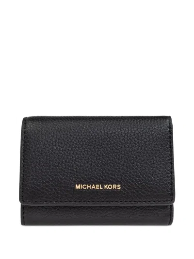 Michael Michael Kors Textured Wallet With External Zipped Pocket In Black