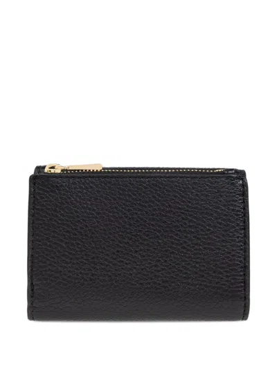 Michael Michael Kors Textured Wallet With External Zipped Pocket In Black