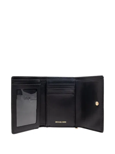 Michael Michael Kors Textured Wallet With External Zipped Pocket In Black
