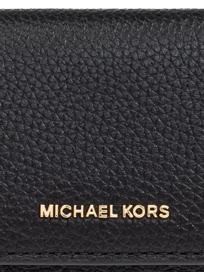 Michael Michael Kors Textured Wallet With External Zipped Pocket In Black