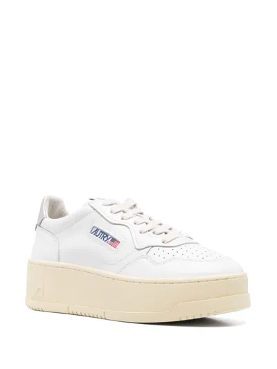Autry Sneakers Medalist Platform In Suede And Leather White And Gray. In White