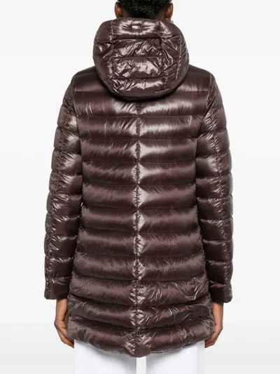 Herno Chocolate Colored Quilted Down Jacket In Brown