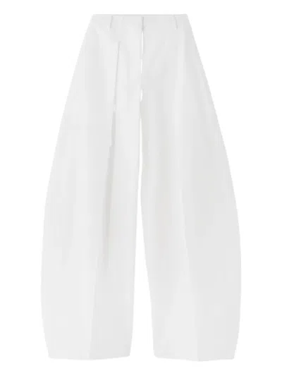Jacquemus Twill Pleated Ovalo Trousers In White