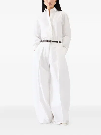 Jacquemus Twill Pleated Ovalo Trousers In White