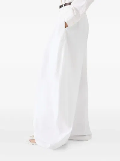 Jacquemus Twill Pleated Ovalo Trousers In White