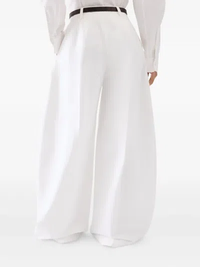 Jacquemus Twill Pleated Ovalo Trousers In White