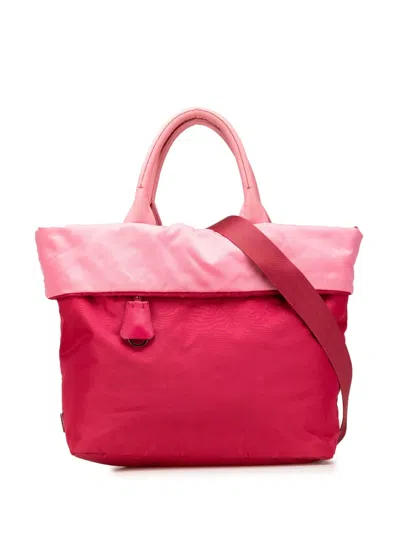Pre-owned Prada 2000-2024 Tessuto Reversible Satchel In Pink