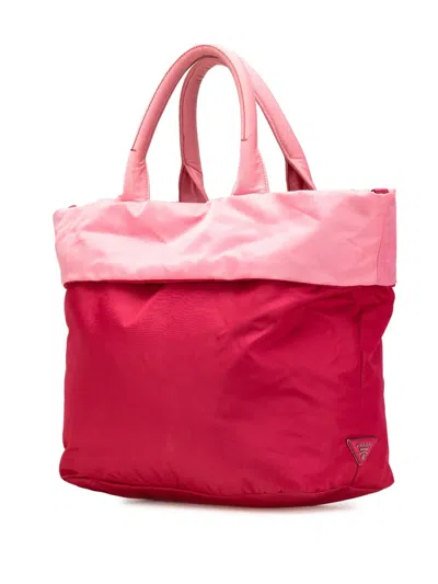 Pre-owned Prada 2000-2024 Tessuto Reversible Satchel In Pink