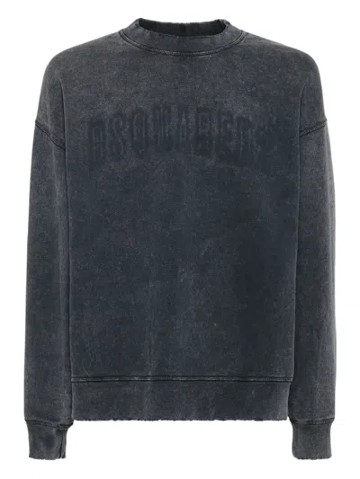 Dsquared2 Washed Grey Sweatshirt With Logo In Gray