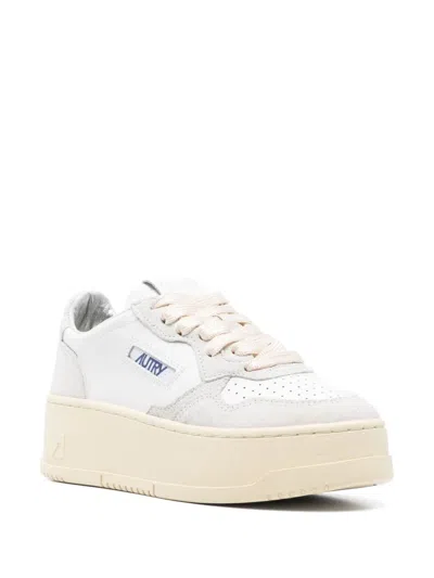 Autry Sneakers Medalist Platform In Suede And Leather White And Gray. In White