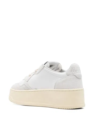Autry Sneakers Medalist Platform In Suede And Leather White And Gray. In White