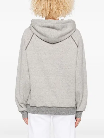 Chloé Cotton Blend Logo Hoodie In Gray