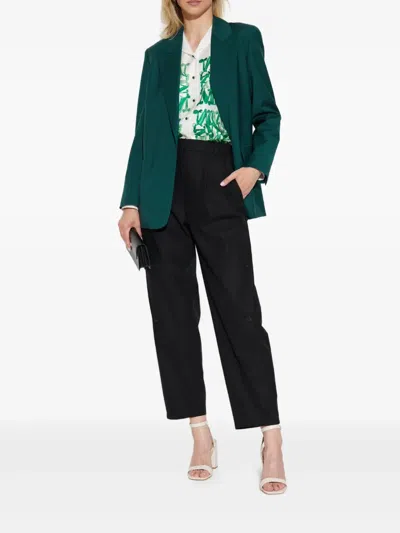 Max Mara Green Wool Canvas Jacket With Belt In Green
