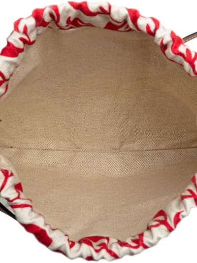 Pre-owned Loewe 2019 William De Morgan Small Anagram Canvas Drawstring Crossbody Bag In Red