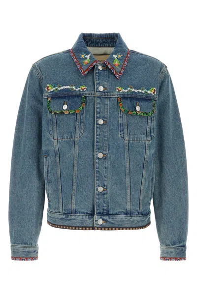 Valentino Denim Jacket With Multicolor Embroidery
