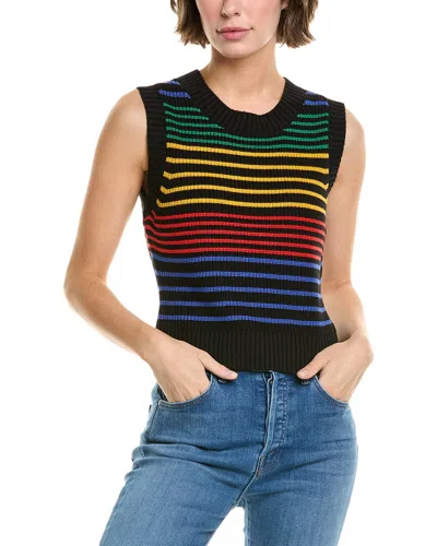 Central Park West Arie Rainbow Stripe Sweater In Black