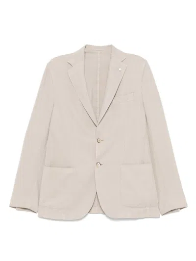 Luigi Bianchi Single-breasted Blazer In Light Beige With Classic Features In Neutral