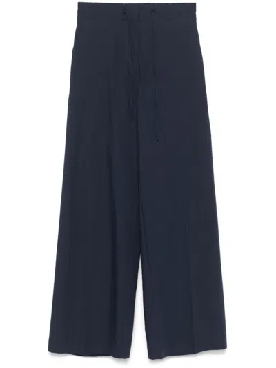 P.a.r.o.s.h Parosh Cotton Wide Leg Trousers In Blue
