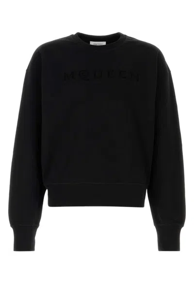 Alexander Mcqueen Logo Printed Crewneck Sweatshirt In Black