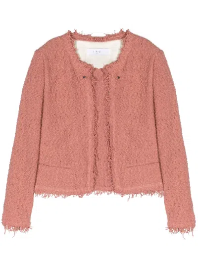 Iro Open-front Jacket With Fringed Edges In Pink