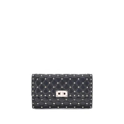 Valentino Garavani Rockstud Spike Nappa Leather Crossbody Clutch Bag Woman Black Uni