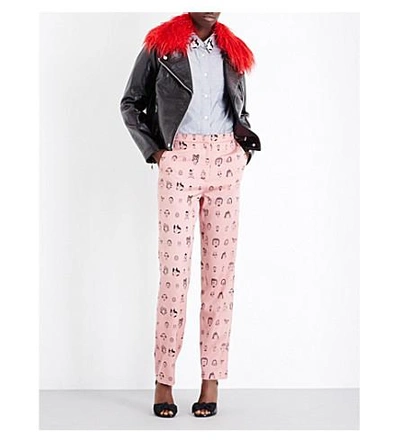 Shop Shrimps Gigi Two-collar Patent Jacket In Navy/red Shearling