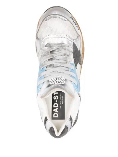 Golden Goose Mesh And Silver Laminated Leather Sneakers With Star In Multi