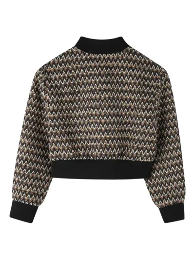 Lanvin Enfant Zigzag-patterned Bomber Jacket In Black
