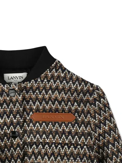 Lanvin Enfant Zigzag-patterned Bomber Jacket In Black