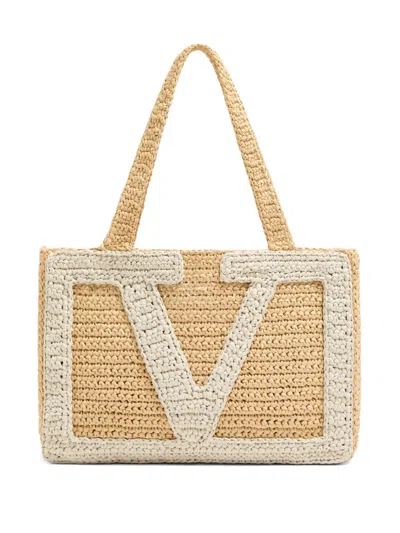 Valentino Garavani Viva Superstar Medium Shopping Bag In Raffia
