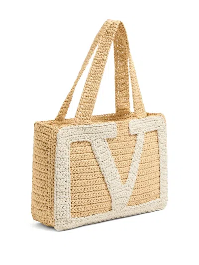 Valentino Garavani Viva Superstar Medium Shopping Bag In Raffia