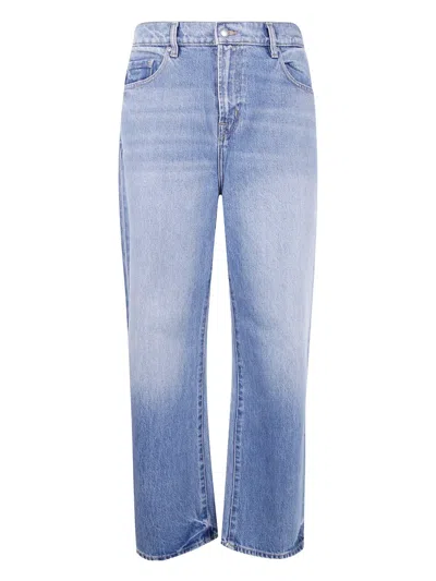 7 For All Mankind "calie" Straight Ankle Fancy With Raw Cut In Blue