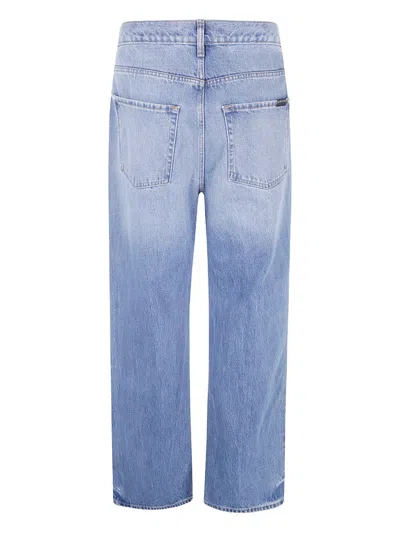 7 For All Mankind "calie" Straight Ankle Fancy With Raw Cut In Blue