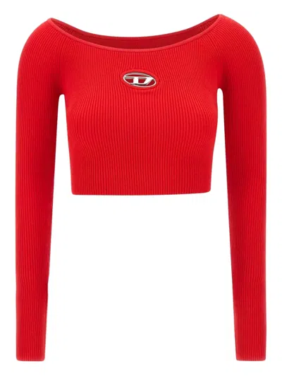Diesel Red Top Cropped M-vera-ls In Red