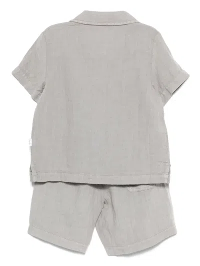 Il Gufo Linen Shorts Set In Gray