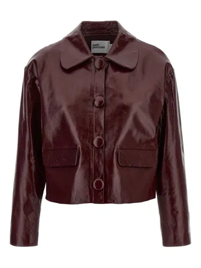 Self-portrait Faux Leather Jacket In Brown