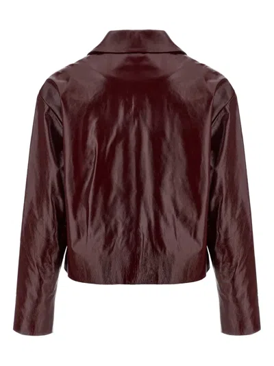Self-portrait Faux Leather Jacket In Brown