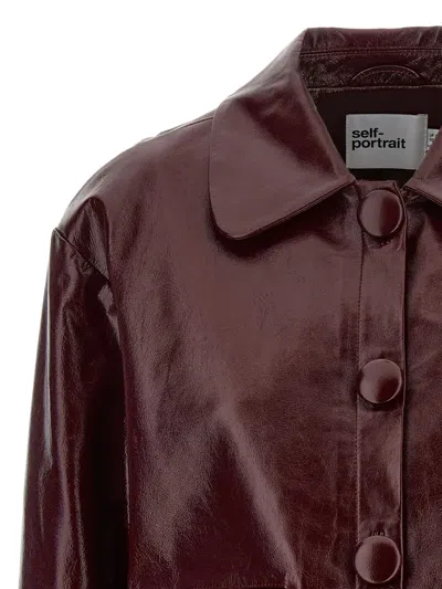 Self-portrait Faux Leather Jacket In Brown