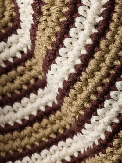 Prada Logo Cotton Crochet Bucket Hat In Gray