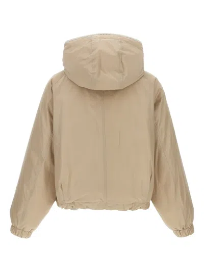 Brunello Cucinelli Hooded Down Jacket Featuring Front Pockets In Neutral